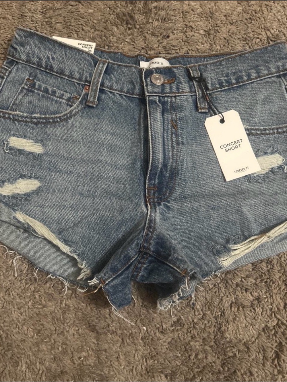 Forever 21 Light Wash Distressed Denim Shorts